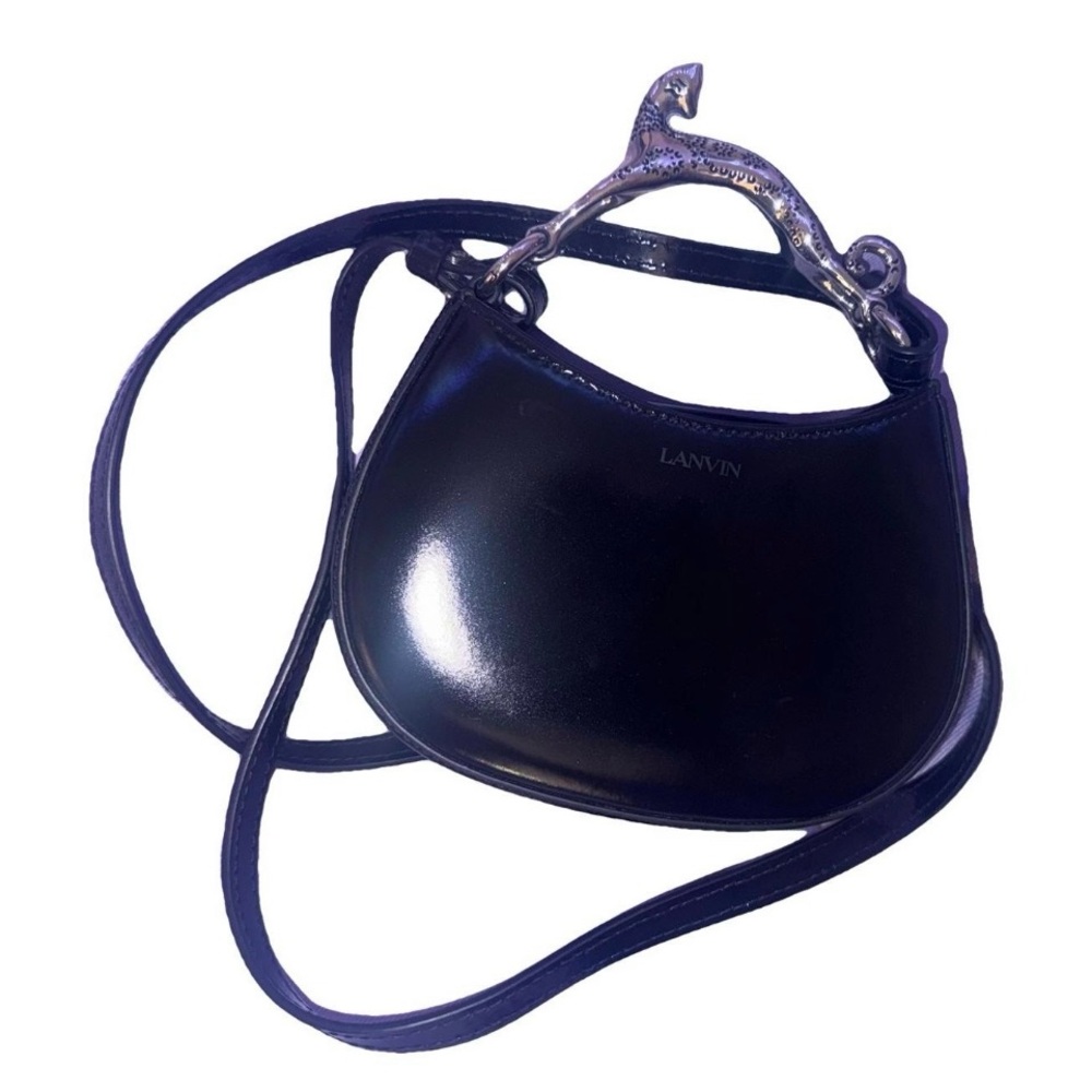 Lanvin Black Mini Evening Bag with Silver Cat Handle